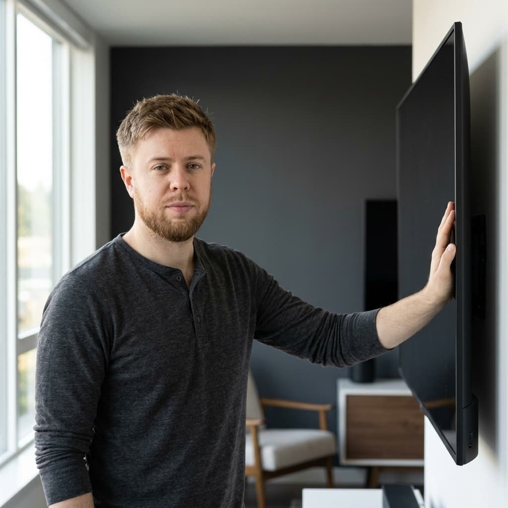 Pavlo installing home technology in a modern living space