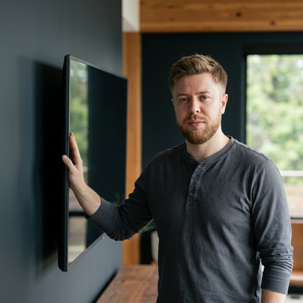 Pavlo installing home technology in a modern living space